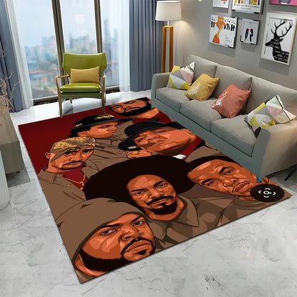 Legend Star Hip Hop Rapper Art Carpet Rug for Home Living Room Bedroom Sofa Doormat Decor,kids play Area Rug Non-slip Floor Mat