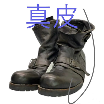 Retro Darkened Belt Buckle Motorcycle Boots Trendy for Both Men and Women Mid-calf Pleated Side Zipper Western Cowboy Boots