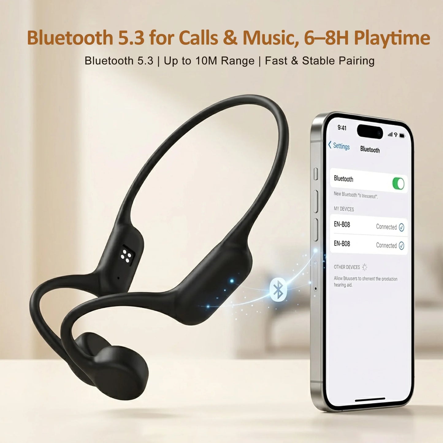 Open-Ear Bone Conduction Hearing Bluetooth Headphones for Deaf Multi-Channel Rechargeable Hearing Aids Headset Noise Reduction
