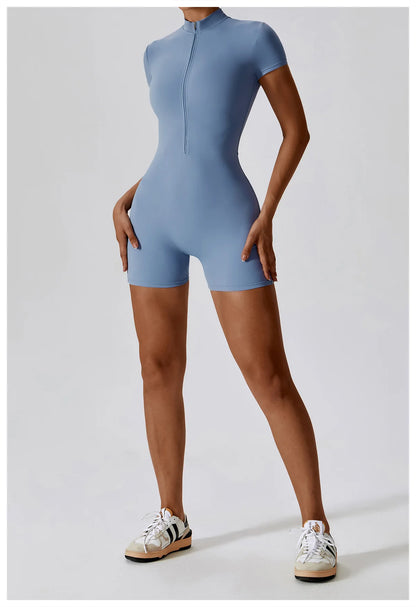 Yoga Boilersuit Long Sleeved Women's Sportswear Gym Zipper Jumpsuits Workout High-intensity Fitness One-piece Skin-tight Garment