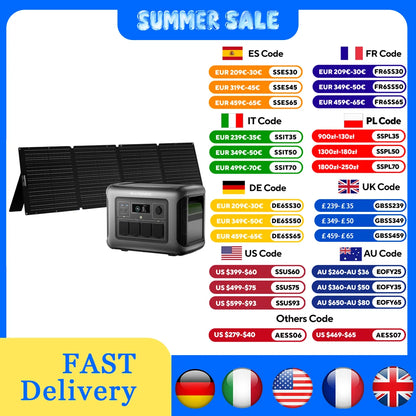 ALLPOWERS R1500 LITE Portable Power Station 1056Wh Solar Generator & Solar Panel 2×100W / 140W / 200W / 400W / 600W  for Camping
