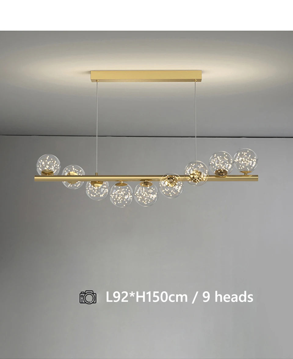 Line Glass Ball Pendant Lights Nordic LED Energy-Efficient Hanging Ceiling Lamp with Adjustable Cord for Dining Room Living Room