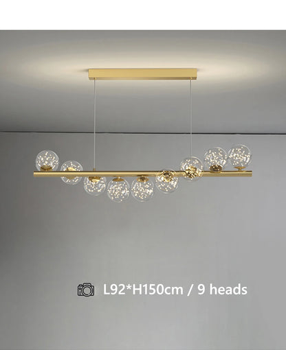 Line Glass Ball Pendant Lights Nordic LED Energy-Efficient Hanging Ceiling Lamp with Adjustable Cord for Dining Room Living Room