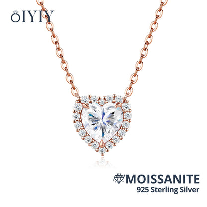 OIYIY Heart Moissanite Necklace for Women 925 Sterling Silver D VVS1 GRA Certified Lab Grown Diamond Pendant Luxury Jewelry Gift
