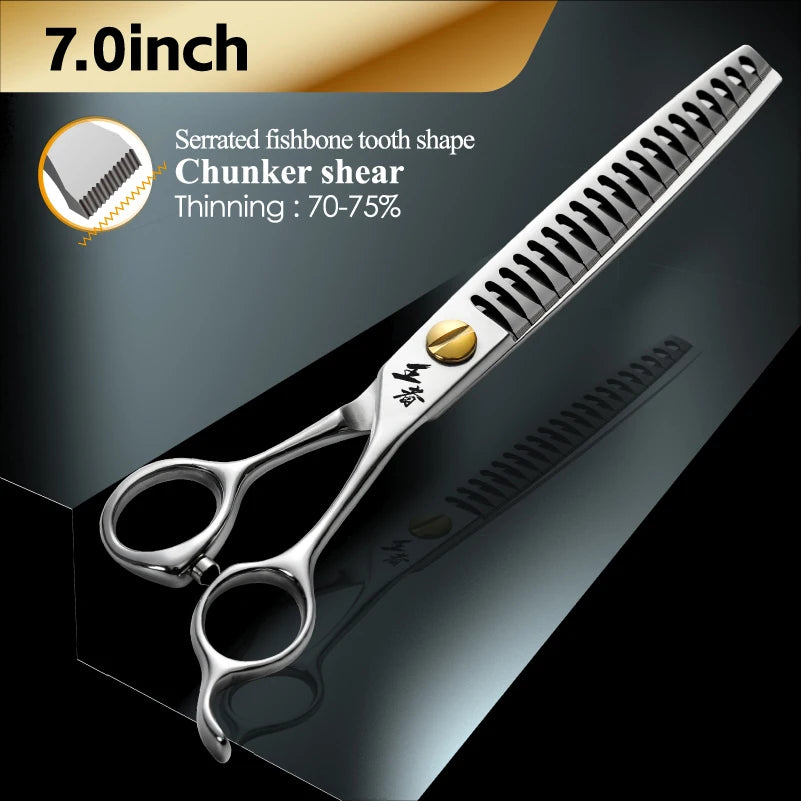 Fenice King Series VG10 Steel 7/7.5/8 Inch Professional Pet Dogs Grooming Scissors Straight Curved Thinnier Chunker Shears Tools