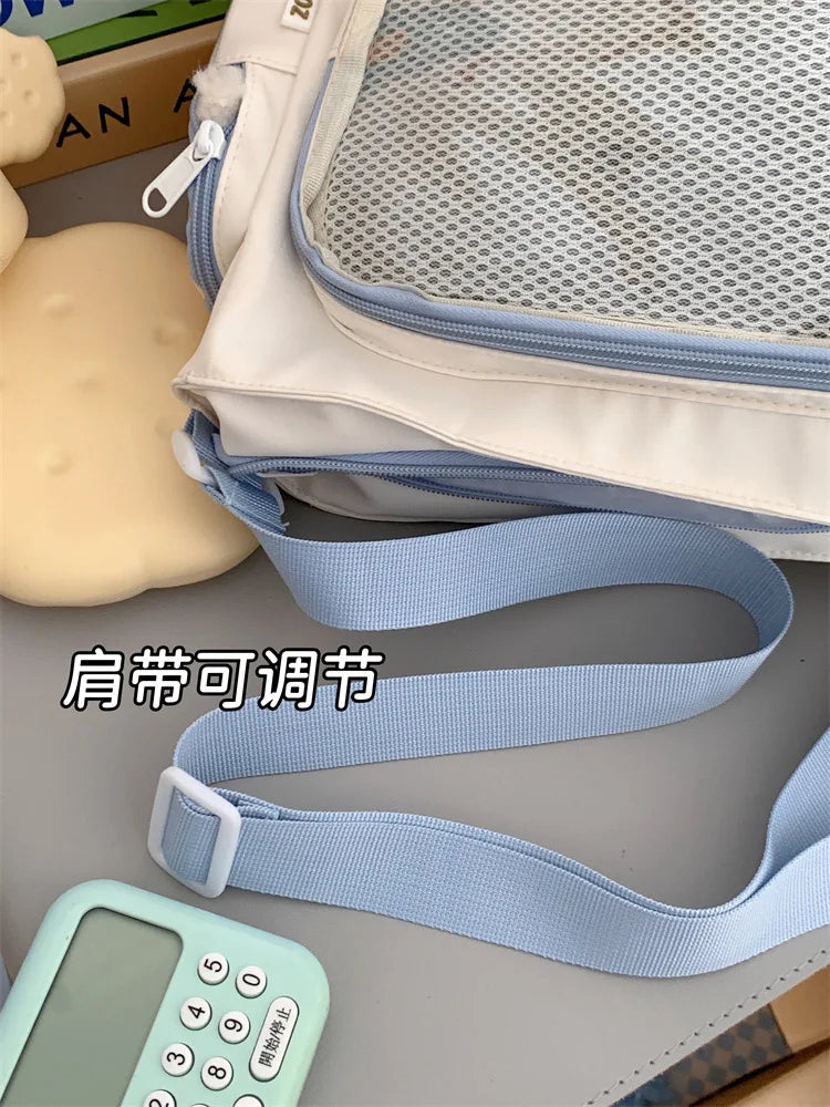 Trendy Transparent Simple Crossbody Bag for Girls Large Capacity School Shoulder Bag Comfortable and Versatile Texture Ita Bag