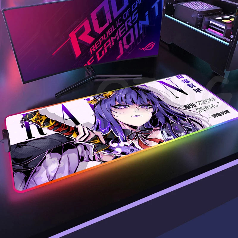 Sexy GirlLED Gaming Mousepads Large Backlight Desk Mat Non-Slip Gamer Mousepad Locking Edge RGB Mouse Pad Luminous Mouse Mat