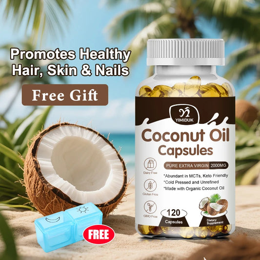 Coconut Oil Capsules Promotes Healthy Hair, Skin & Nails Made with Organic Coconut Oil