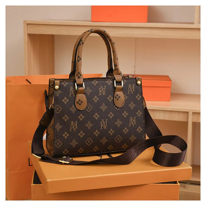 Elegant Retro Women's Tote Bag Single Shoulder Crossbody Bag Floral Print Ladies Handbag Luxury Texture Commuter Messenger Bag