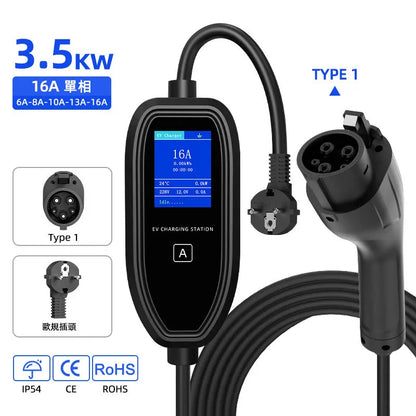 ROMADA K09 New Energy Electric Vehicle Charging Gun Portable In-Car Charger Home Use EU/US Standard Tesla EV Charging Station
