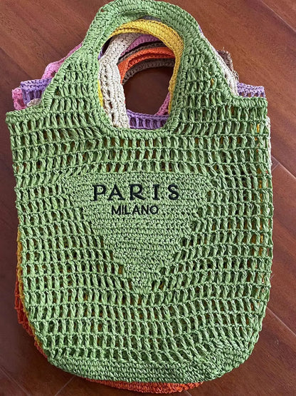 2024 Luxury Design Women Plaited Raffia Straw Bag Large Capacity Casual Tote Handbag Hollow Summer Beach Vacation Shoulder Bag