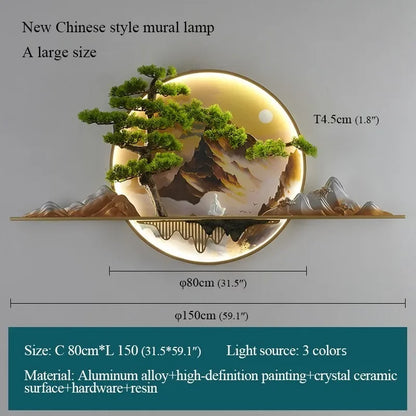 TINNY Modern LED Wall Picture Light Inside Creative Chinese Pine Landscape Mural Sconces Lamp for Home Living Bedroom Study