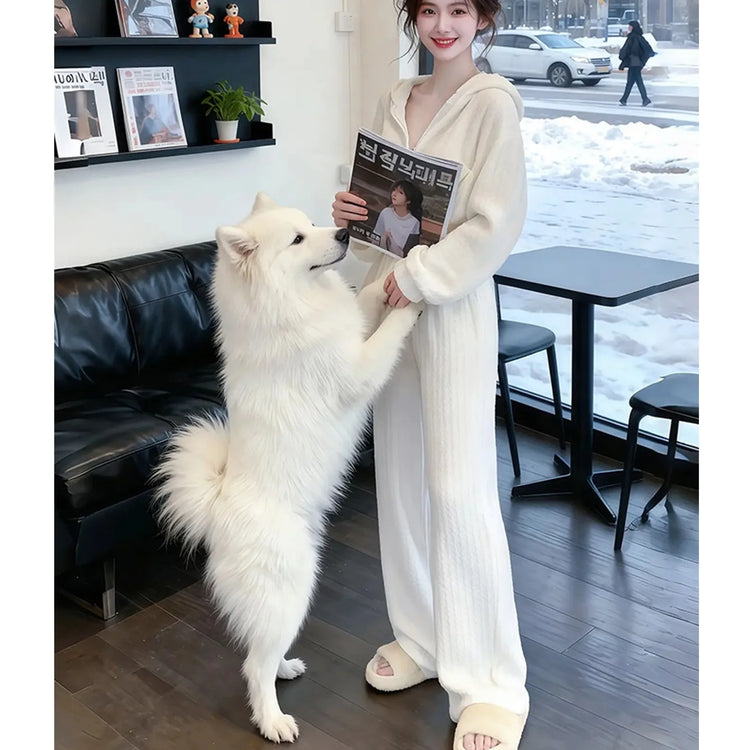 Spring Autumn New Hoodie Wide Leg Pants Two Piece Set Loose Slimming Casual Fashion Women's Trendy Outfit Korean Style