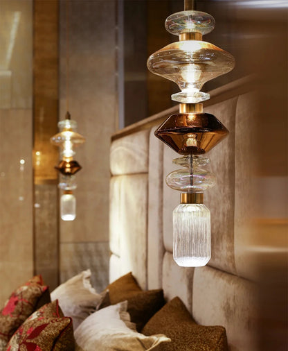 Creative Design Trendy Modern Glass Lamp Modern Home Decor Living Room Pendant Lights LED Foyer Hanging Lamp Long Table Lustre