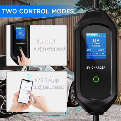 AFEEV 7KW Portable EV Charger Type2/Type1/GBT Electric Car Charger 32A 1Phase Fast Charging Cable APP Bluetooth Control