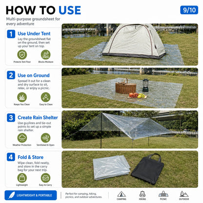 Four Season Ultralight Transparent Tent Groundsheet Waterproof Moisture Proof Camping Footprint Foldable Reusable Outdoor Tarp