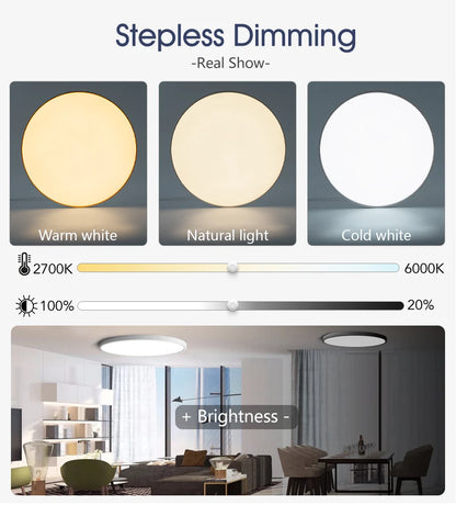 MARPOU Smart Ceiling Lamp LED Lamp for Bedroom Large Ceiling Lamps LED Lights with Remote Control Dimmable LED Lights for Room