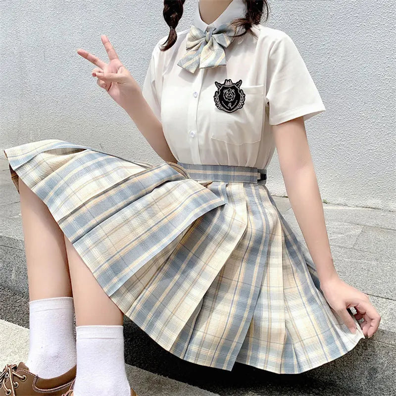 Japanese Bow Tie Skirt Set Student Pleated Skirt Jk Uniform Korean School Sexy Girl Preppy Style Seifuku Japanese School Uniform