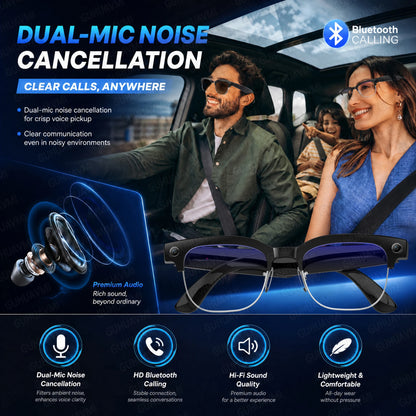 New AI Smart Glasses Various Language Translation 800W Pixel Camera Video Music Player Call Business 8K Color Change Glasses Men