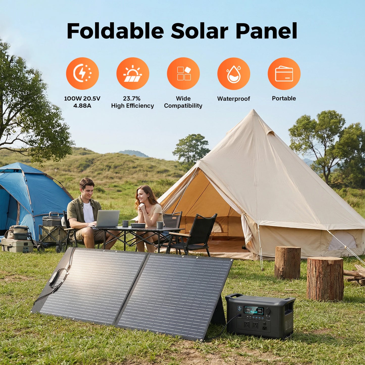 CTOLITY 200W Portable Solar Generator Kit with Foldable ETFE 100W Solar Panel 192Wh Power Station Power Bank for Outdoor Camping Emergency Use LiFePO4 Battery Home Backup Power