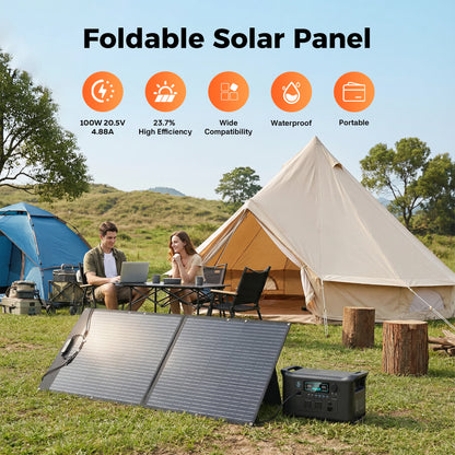 CTOLITY 200W Portable Solar Generator Kit with Foldable ETFE 100W Solar Panel 192Wh Power Station Power Bank for Outdoor Camping Emergency Use LiFePO4 Battery Home Backup Power