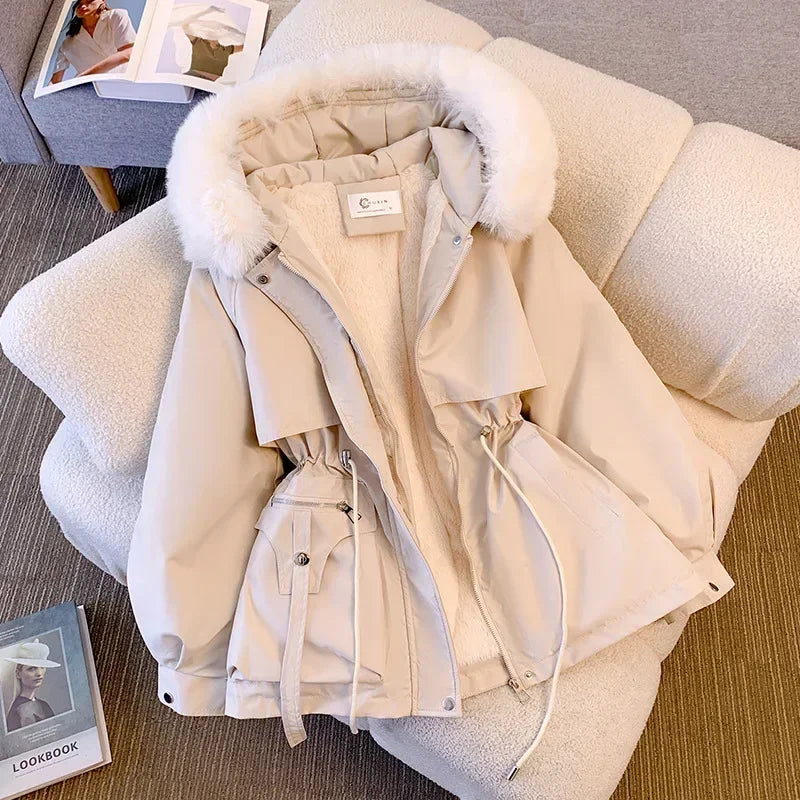 New Winter Women's Down Coat for Women, Slimming Fashionable Down Jacket with Fur Collar for Women Warm Winter Fur-lined Coat
