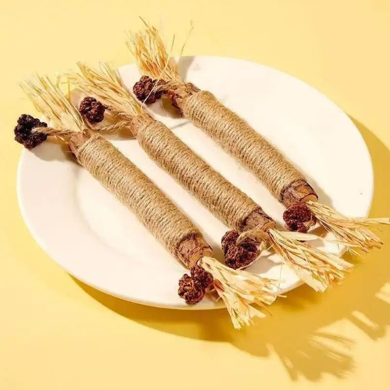 Cat Toys Made Of Wood Knotweed Teething Sticks Insect Galls Raffia Sisal Rope Teeth Cleaning Toys Cat Teasing Sticks
