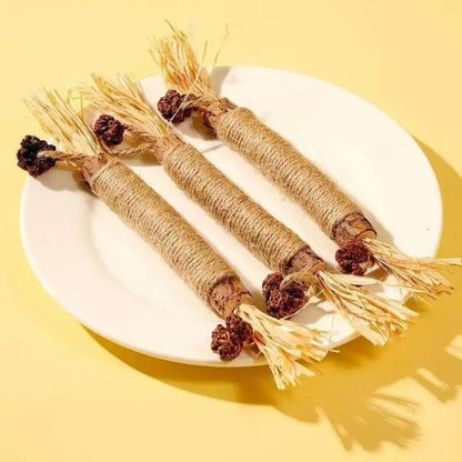 Cat Toys Made Of Wood Knotweed Teething Sticks Insect Galls Raffia Sisal Rope Teeth Cleaning Toys Cat Teasing Sticks