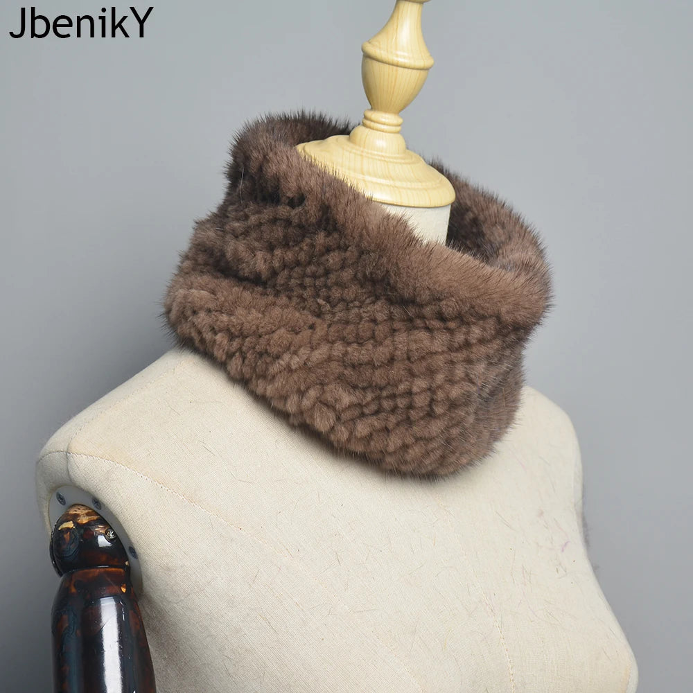 Winter Ring Scarf Women Real Fur Mink Warm Fashion Female Loop Mink Scarves 2026 For Women Knitted Ring Scarfs