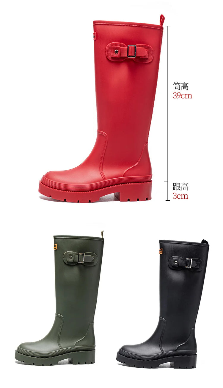2026 Fashion Ladies High Top Waterproof Rain Boots Non-slip Wear-resistant Rubber Boots Outdoor Long Tube Rain Shoes For Women