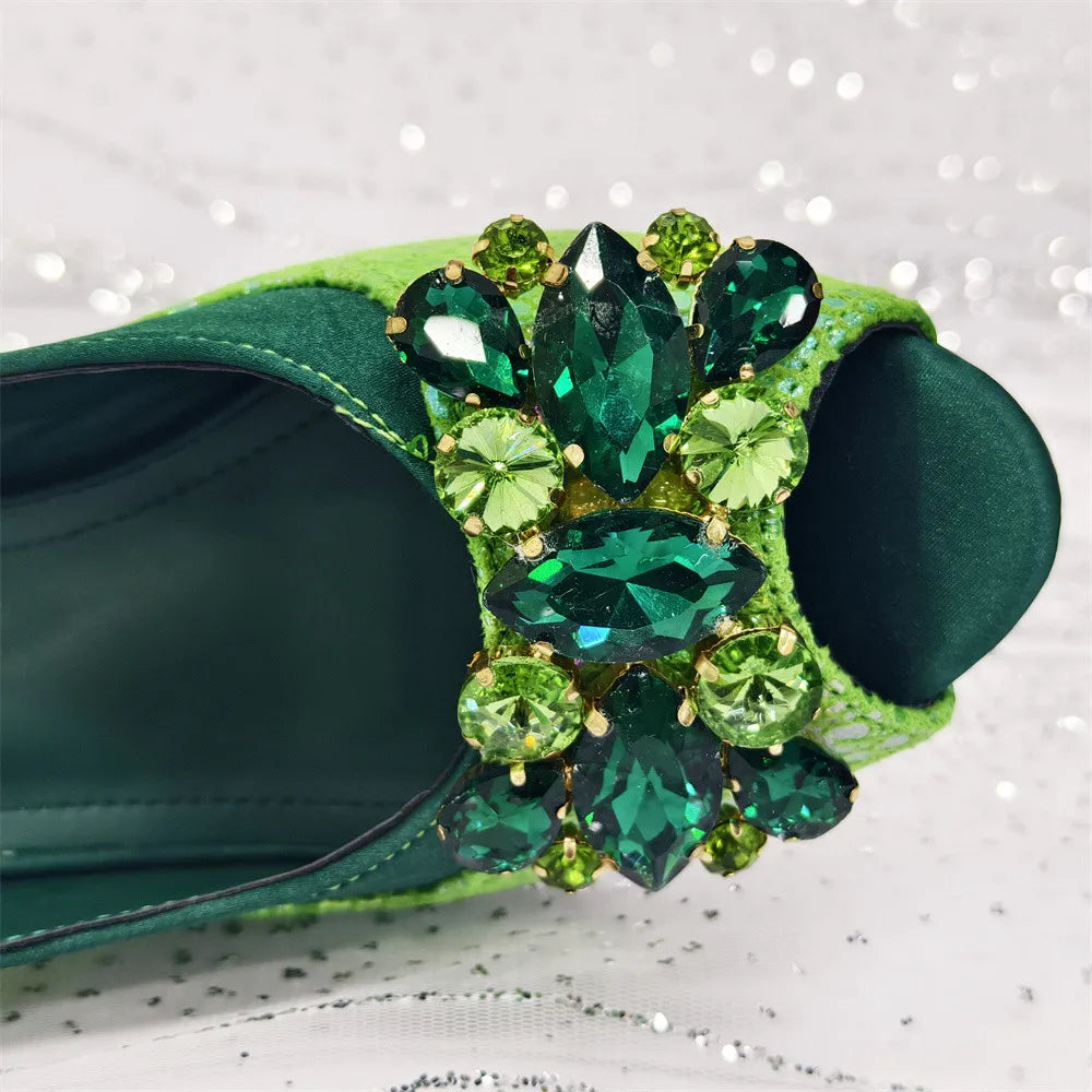 Elegant Orange Color 2025 Rhinestone High-Heels Shoes & Handbag Set – Luxury Wedding & Party Accessories
