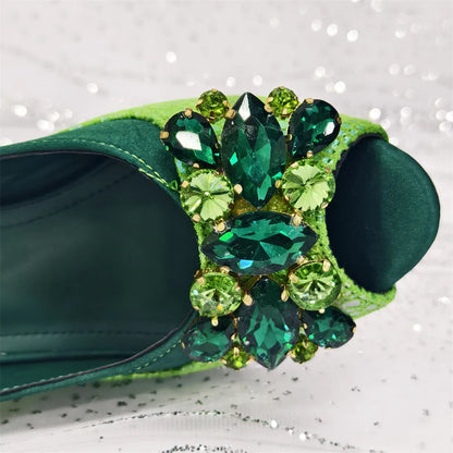Elegant Orange Color 2025 Rhinestone High-Heels Shoes & Handbag Set – Luxury Wedding & Party Accessories