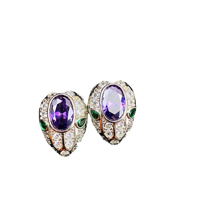 Vintage Snake-Shaped Haute Couture Jewelry Set Purple Crystal a Beautiful Gift for You Or Someone Special