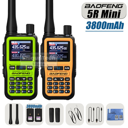 Baofeng UV 5R Mini Walkie Talkie 3800mAh High Capacity Air Band UHF/VHF FM Bluetooth Programming Type-C Camping Radio Upgrade 5R