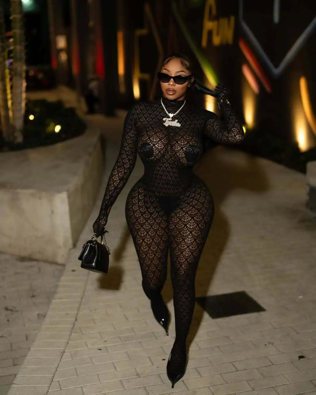 Women Long Jumpsuit Black Sexy bodysuit Night Club see through stockings tightfitting party suit seductive style Fast Shipping