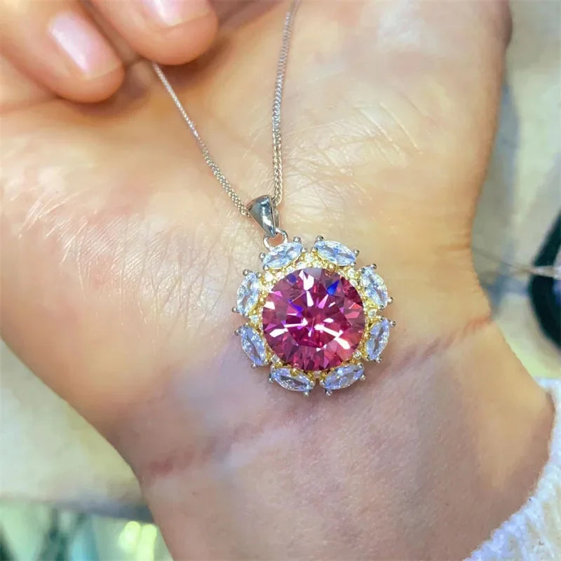 Luxury 5ct / 10ct Green Moissanite Diamond Pendants Necklaces For Women S925 Sterling Silver Jewelry Women's Necklace Pendants