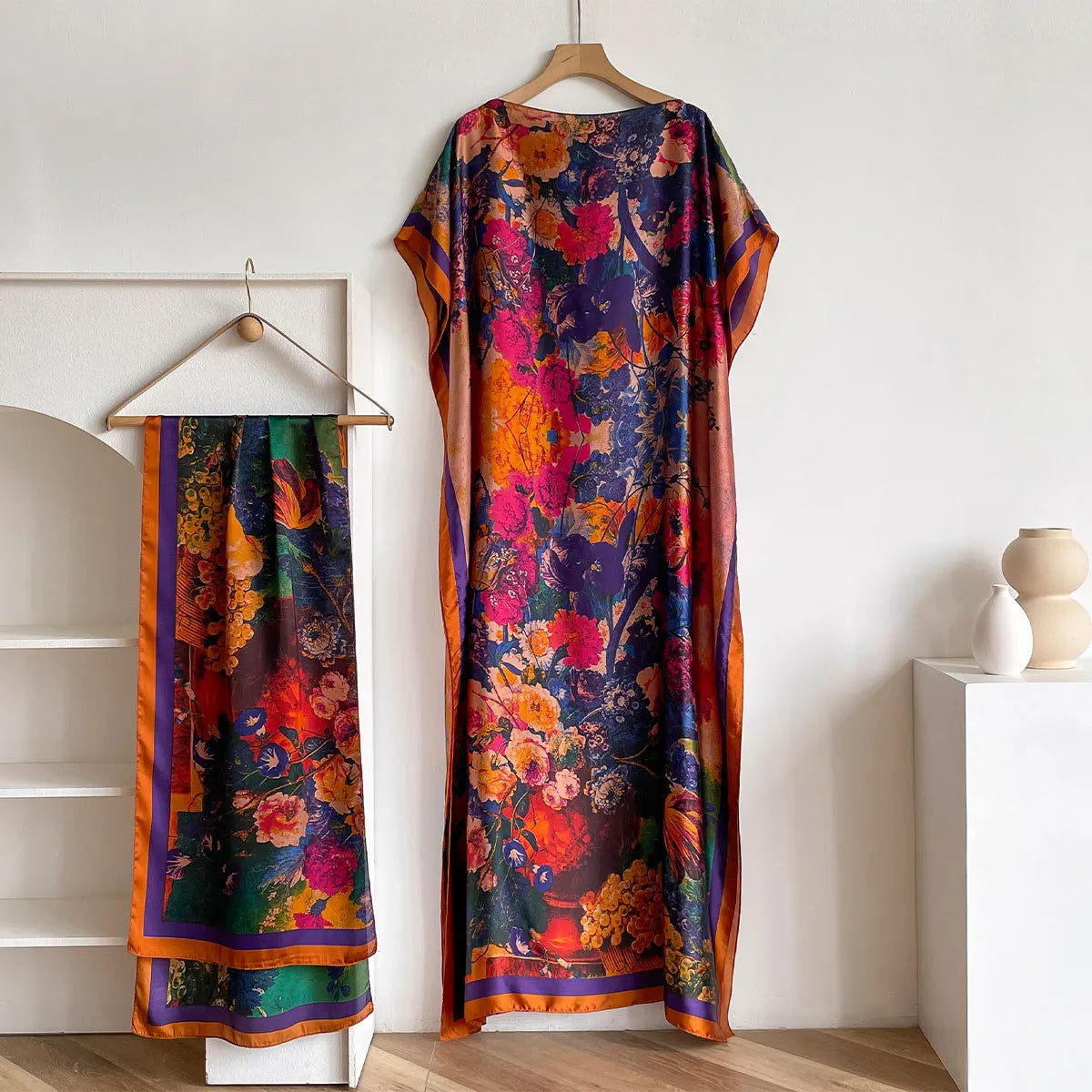 Women's Long Shawl Dubai Fashion MUMU Design Silk Soft Summer Beach Party Dress Accessory Loose Fit African Abaya MOOMOO