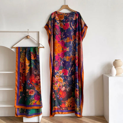 Women's Long Shawl Dubai Fashion MUMU Design Silk Soft Summer Beach Party Dress Accessory Loose Fit African Abaya MOOMOO