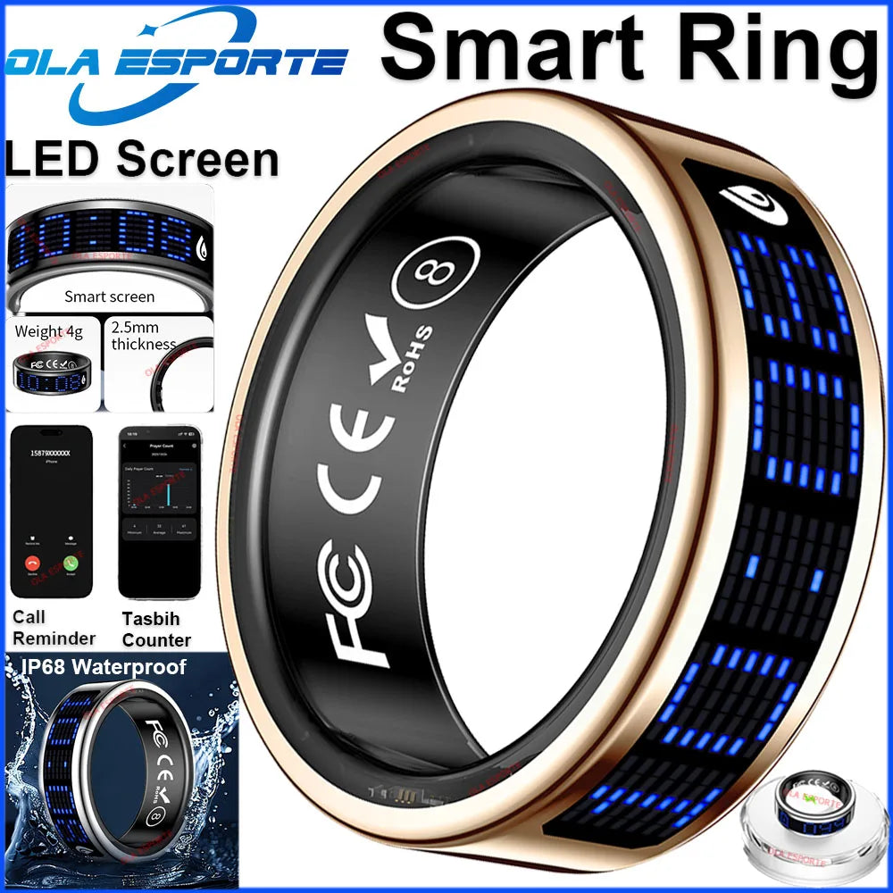2026 Smart Ring with Touch Display Screen, Wireless Charging, Health Manager, 5 ATM Waterproof For Men Women Smart Rings R12 R08