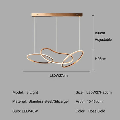 Modern Rose Gold LED Chandeliers Ligthing Nordic Lustre Home Decor Circle Rings Chandelier Hanging Pendant Lights Fixtures