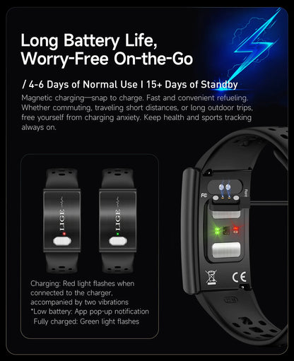 LIGE 2026 ECG+PPG Nursing Grade Smart Bracelet HRV Body Fat BMI Blood Pressure Body Temperature Men Women Health Sports Watches