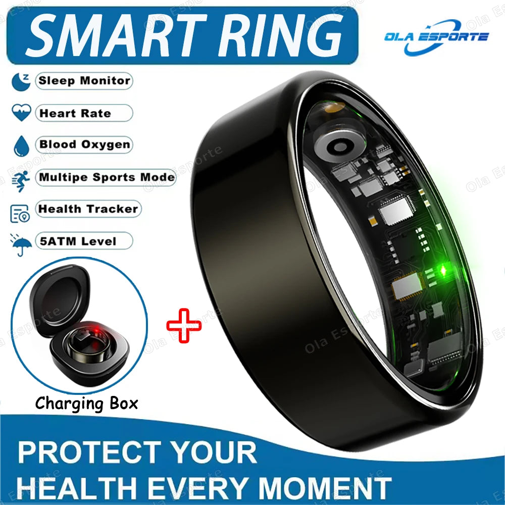 2026 New Smart Ring Heart Rate Blood Pressure Sleep Monitoring Motion Tracking IP68 Waterproof Men Women Smart Ring Holiday Gift