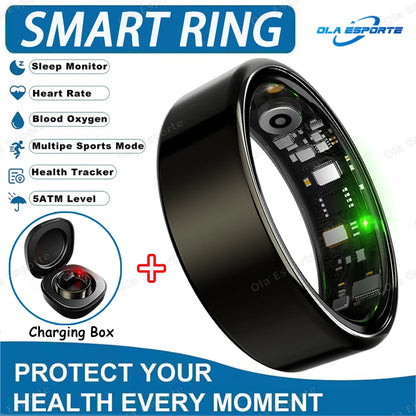 2026 New Smart Ring Heart Rate Blood Pressure Sleep Monitoring Motion Tracking IP68 Waterproof Men Women Smart Ring Holiday Gift