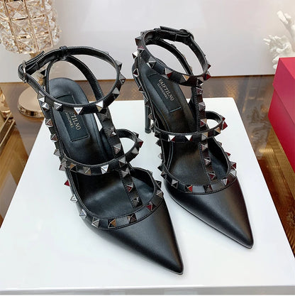 Women's Gladiator sandals Summer 2026 Luxury With Ankle Strap Pointed Toe Fashion Rivet High Heels Party Ladies Shoes Women 10cm