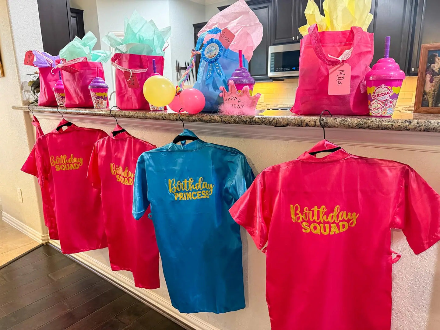 40 Pcs Girls Spa Party Supplies 10 Birthday Squad Princess Robe 10 Tote Bags 10 Headbands 10 Spa Masks for Birthday