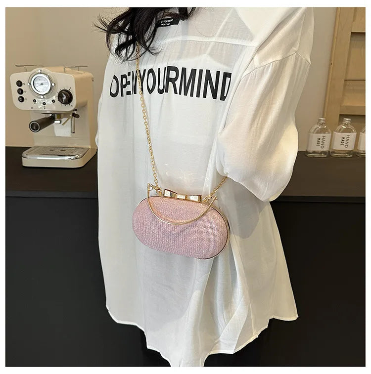 Luxury Sequined Hand-held Dinner Bag, Elegant Style Bag, High-end Chain Single-shoulder Crossbody Bag, Handbag for Wedding Party