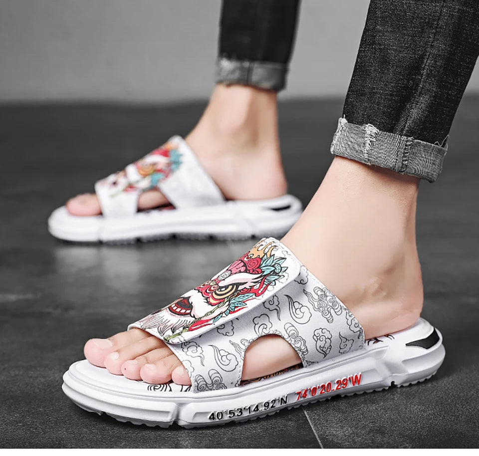 Ngouxm Summer Youth Slippers Men Unique Design High Quality Slippers Non-Slip Outside Flip Flops Thick-Soled Toe Sandals