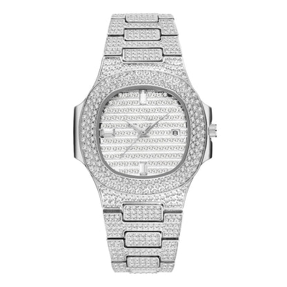New Luxury Diamond Watch Men Iced Out Watches Calendar Waterproof Quartz Wristwatches Male Clock Relogio Masculino Drop Shipping