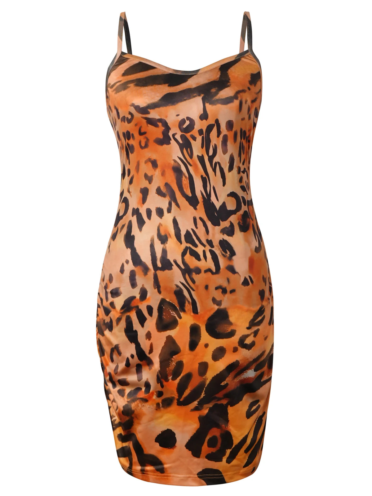 Women Spaghetti Strap Bodycon Mini Dress Leopard Sleeveless Print Sexy Dress Spring Summer Night Out Club Party Fitted Dress