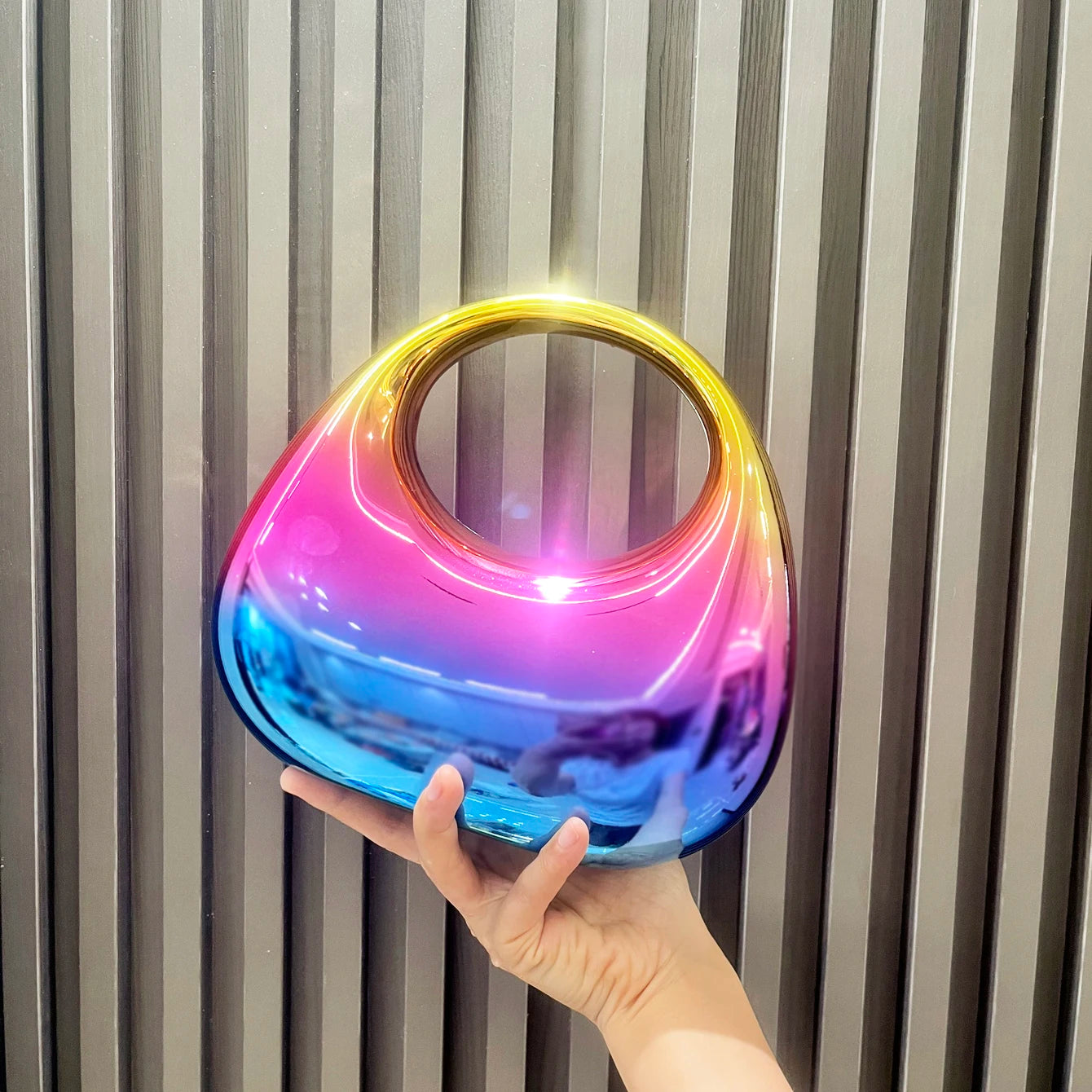 Golden Evening bag Purses and handbag luxury Designer shoulder bags moon bag Party Wedding Round Acrylic Shiny  Clutch purse